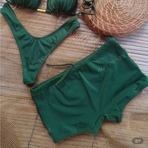 Women's Swim Shorts in Forrest Green with drawstring